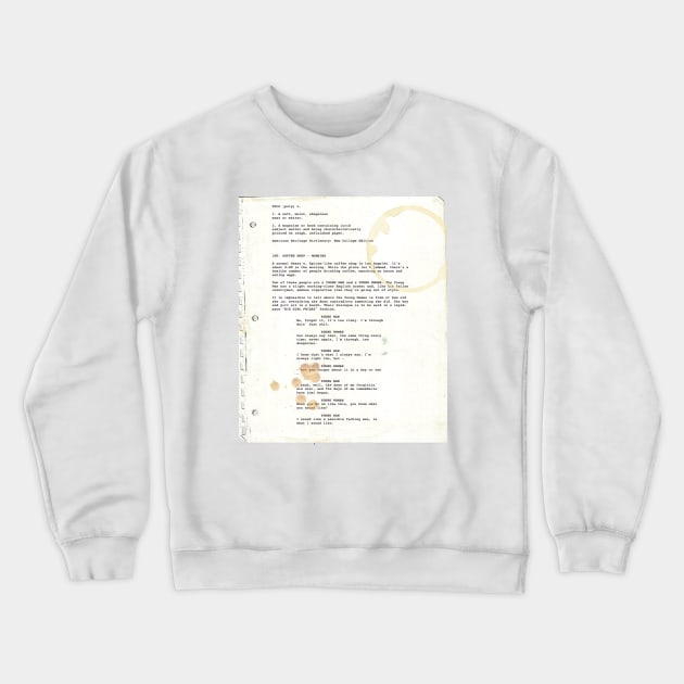 INT. COFFEE SHOP (Pulp Fiction Page One) Crewneck Sweatshirt by teesbyduane